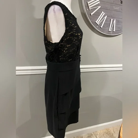 Women's Black Lace over nude color dress Macy's Brand Connected…NWOT - Picture 3 of 12